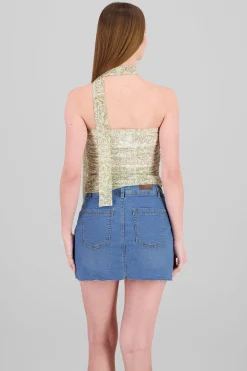 Shasa Strapless Draped Mesh Top