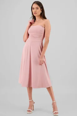 Shasa Strapless Draped Midi Dress