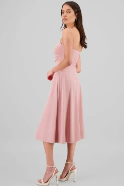 Shasa Strapless Draped Midi Dress