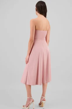 Shasa Strapless Draped Midi Dress