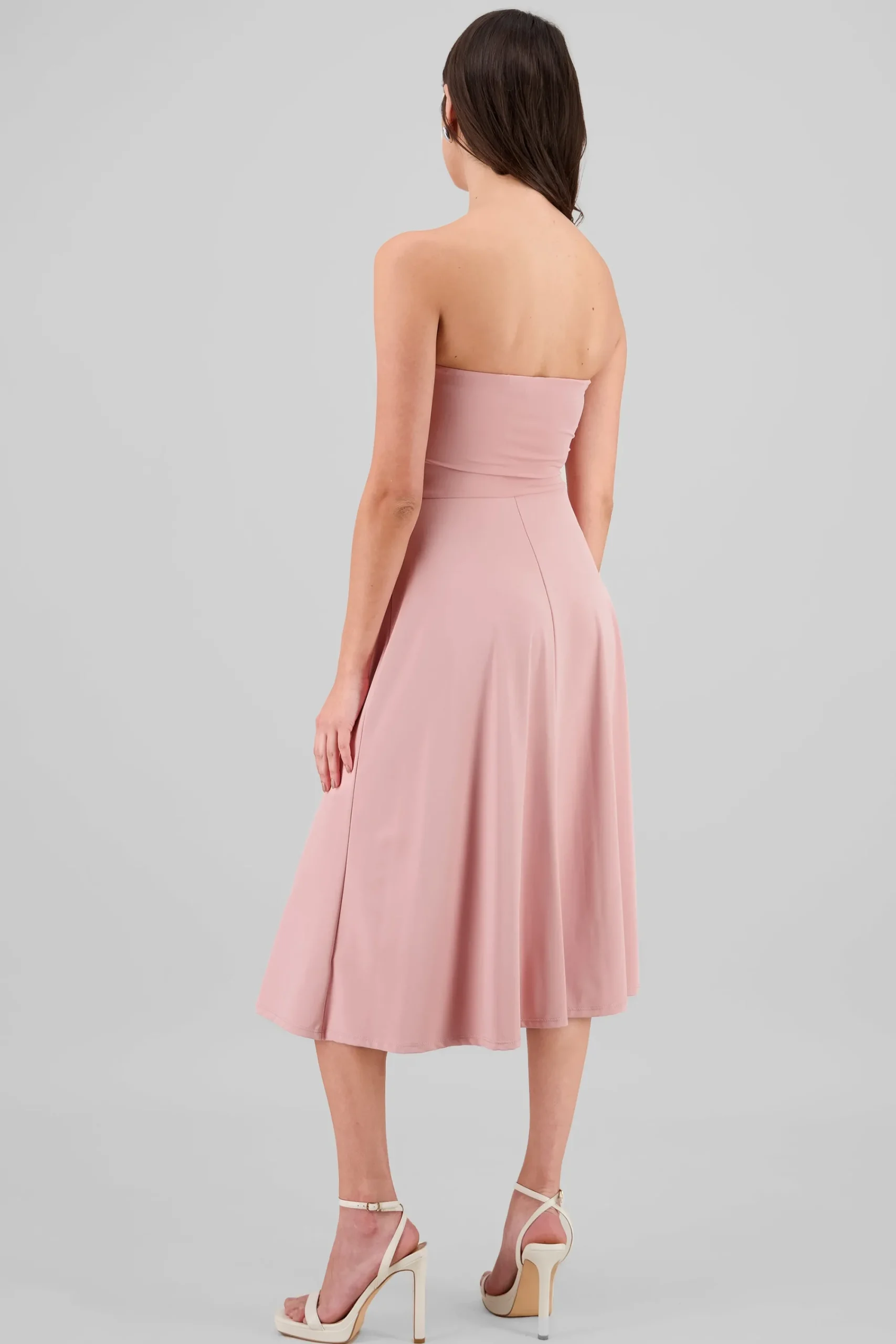 Shasa Strapless Draped Midi Dress