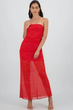 Shasa Strapless Draped Midi Dress