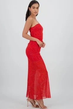 Shasa Strapless Draped Midi Dress