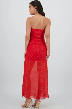 Shasa Strapless Draped Midi Dress