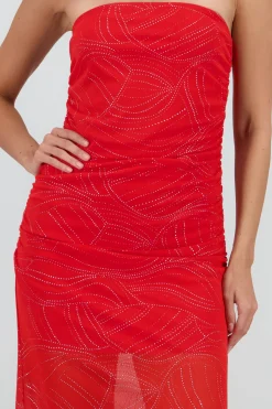 Shasa Strapless Draped Midi Dress