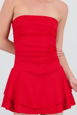 Shasa Strapless Draped Mini Dress