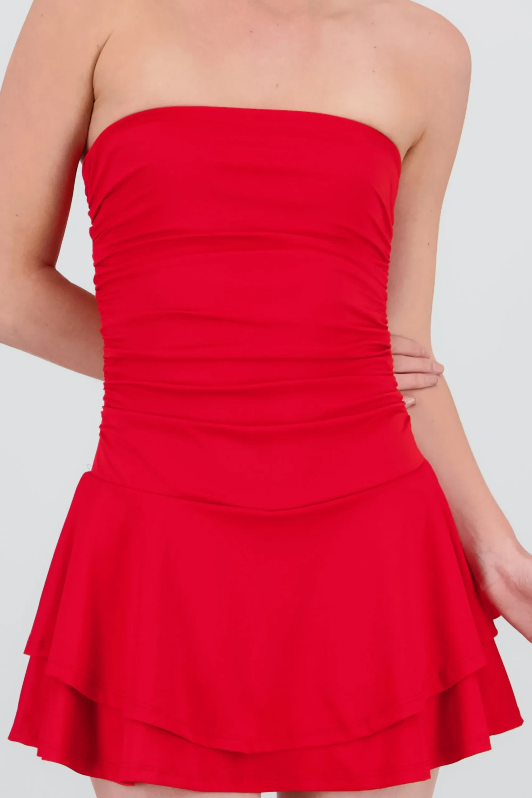 Shasa Strapless Draped Mini Dress