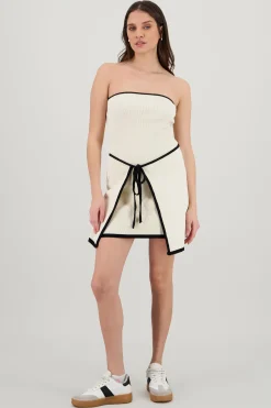Shasa Strapless Dress with Contrast Bow Detail