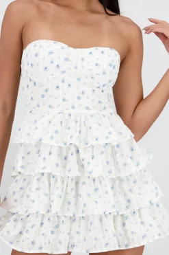 Shasa Strapless Dress with Floral Print