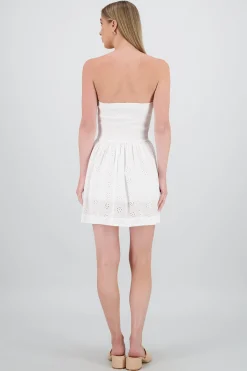 Shasa Strapless Dress with Smocking and Eyelet