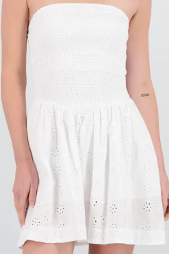 Shasa Strapless Dress with Smocking and Eyelet