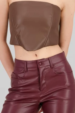 Shasa Strapless Faux Leather Top