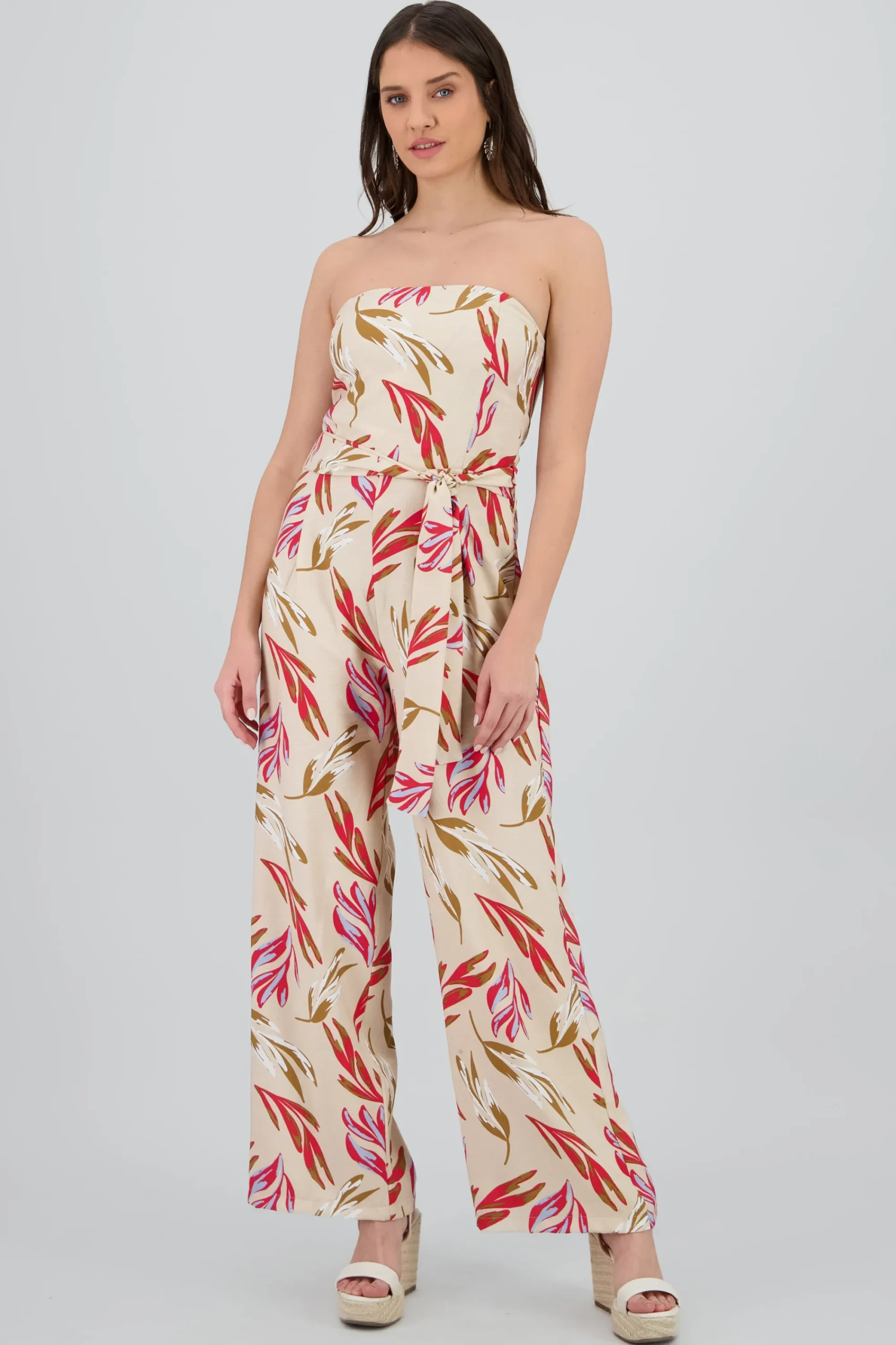 Shasa Strapless Floral Print Jumpsuit