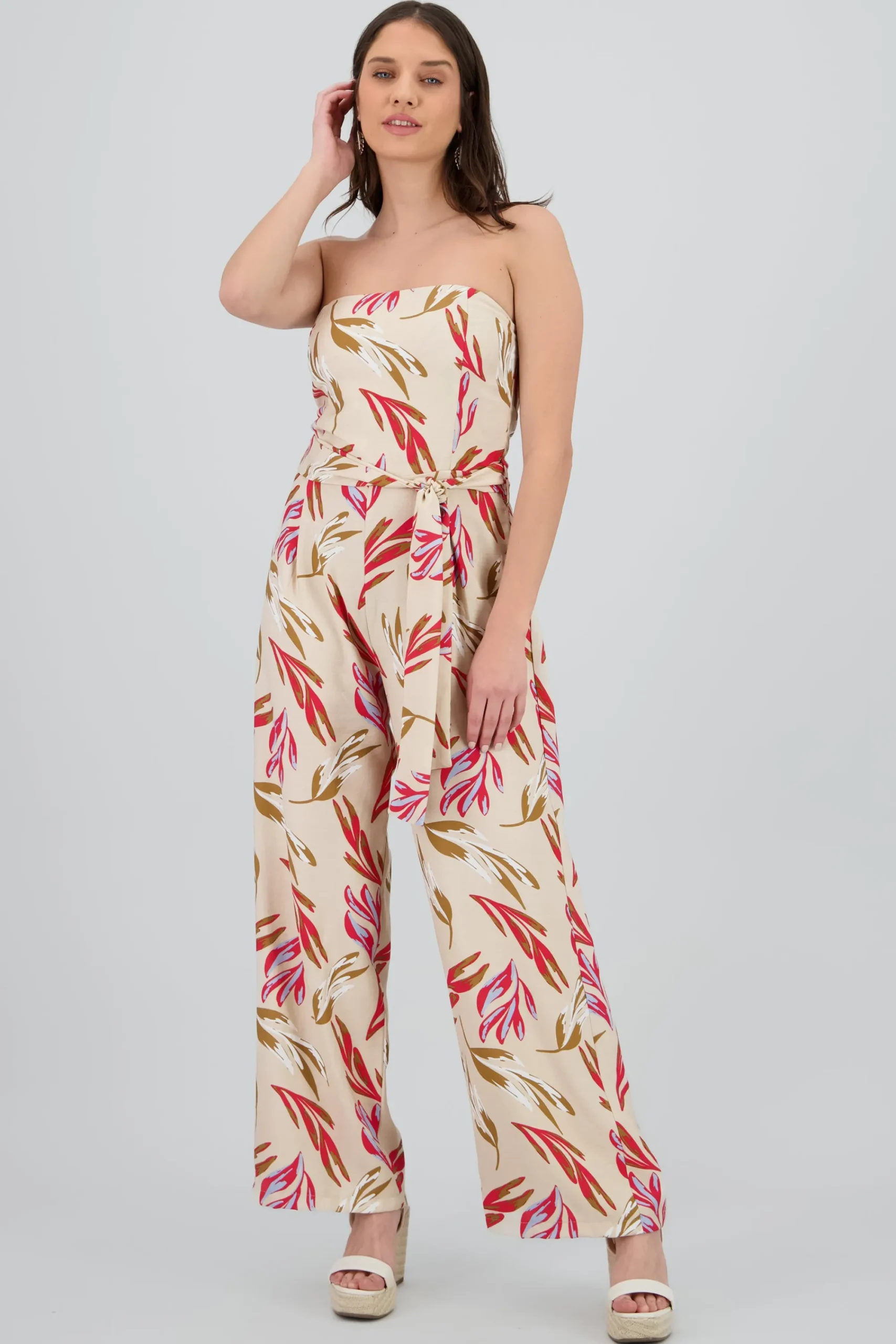 Shasa Strapless Floral Print Jumpsuit