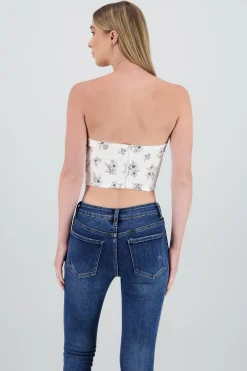 Shasa Strapless Floral Top with Bow