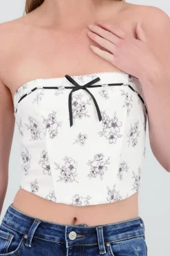 Shasa Strapless Floral Top with Bow
