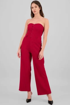 Shasa Strapless Jumpsuit with Buttons