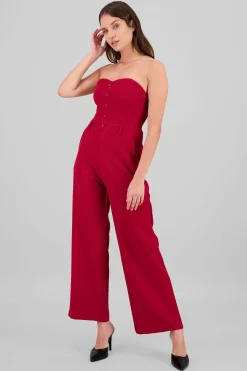 Shasa Strapless Jumpsuit with Buttons