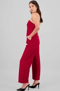 Shasa Strapless Jumpsuit with Buttons