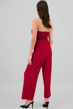 Shasa Strapless Jumpsuit with Buttons