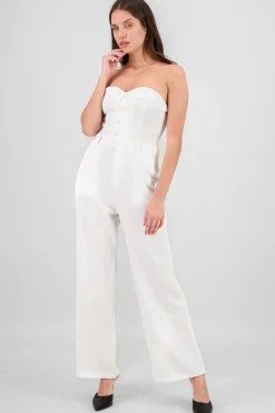 Shasa Strapless Jumpsuit with Buttons