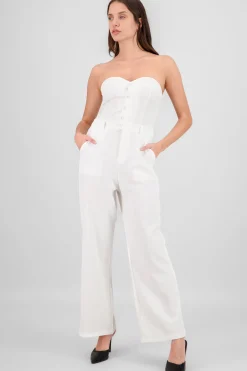 Shasa Strapless Jumpsuit with Buttons