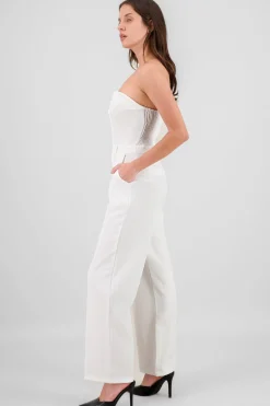 Shasa Strapless Jumpsuit with Buttons