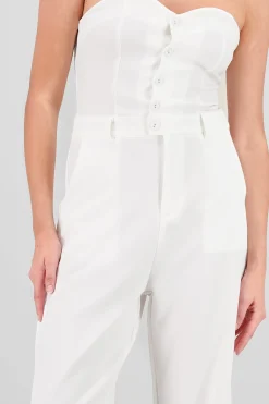 Shasa Strapless Jumpsuit with Buttons