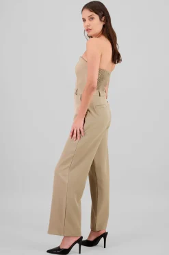 Shasa Strapless Jumpsuit with Buttons
