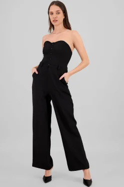 Shasa Strapless Jumpsuit with Buttons