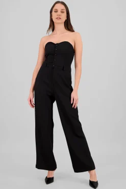 Shasa Strapless Jumpsuit with Buttons