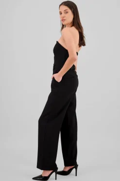 Shasa Strapless Jumpsuit with Buttons