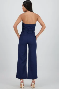 Shasa Strapless Jumpsuit with Buttons
