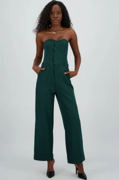 Shasa Strapless Jumpsuit with Buttons