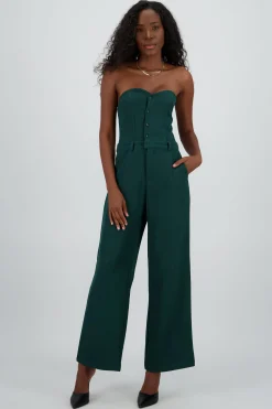 Shasa Strapless Jumpsuit with Buttons