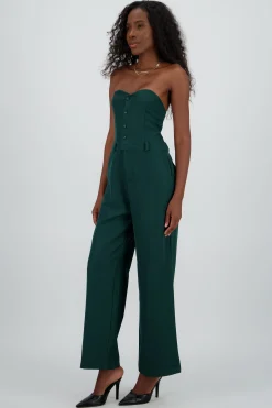 Shasa Strapless Jumpsuit with Buttons