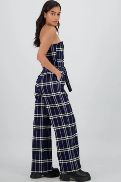 Shasa Strapless Jumpsuit with Checkered Belt Detail