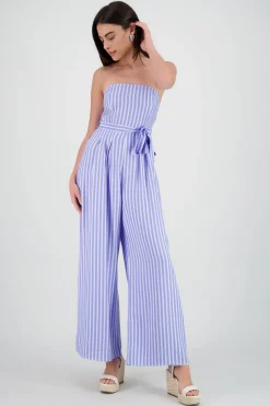 Shasa Strapless Jumpsuit with Striped Bow Detail
