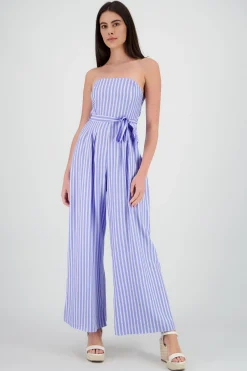 Shasa Strapless Jumpsuit with Striped Bow Detail