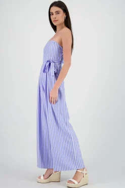 Shasa Strapless Jumpsuit with Striped Bow Detail