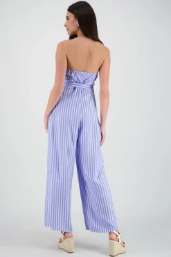 Shasa Strapless Jumpsuit with Striped Bow Detail