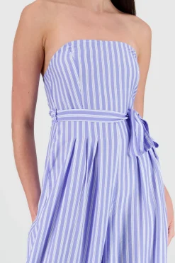 Shasa Strapless Jumpsuit with Striped Bow Detail