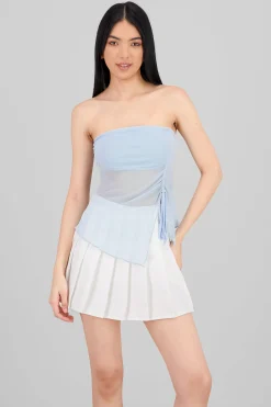 Shasa Strapless Mesh Drawstring Top