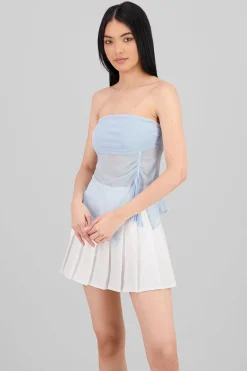 Shasa Strapless Mesh Drawstring Top