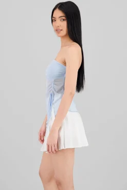 Shasa Strapless Mesh Drawstring Top