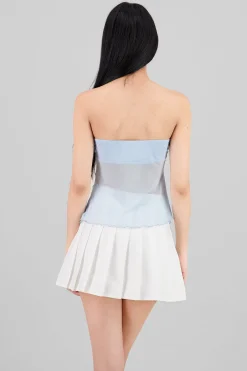 Shasa Strapless Mesh Drawstring Top