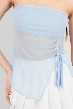 Shasa Strapless Mesh Drawstring Top