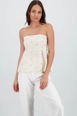 Shasa Strapless Polka Dot Top