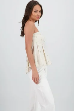 Shasa Strapless Polka Dot Top