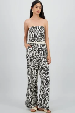 Shasa Strapless Printed Jumpsuit with Belt